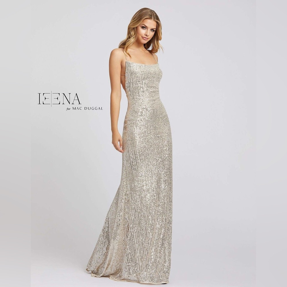 Nude Silver Sequin Gown
